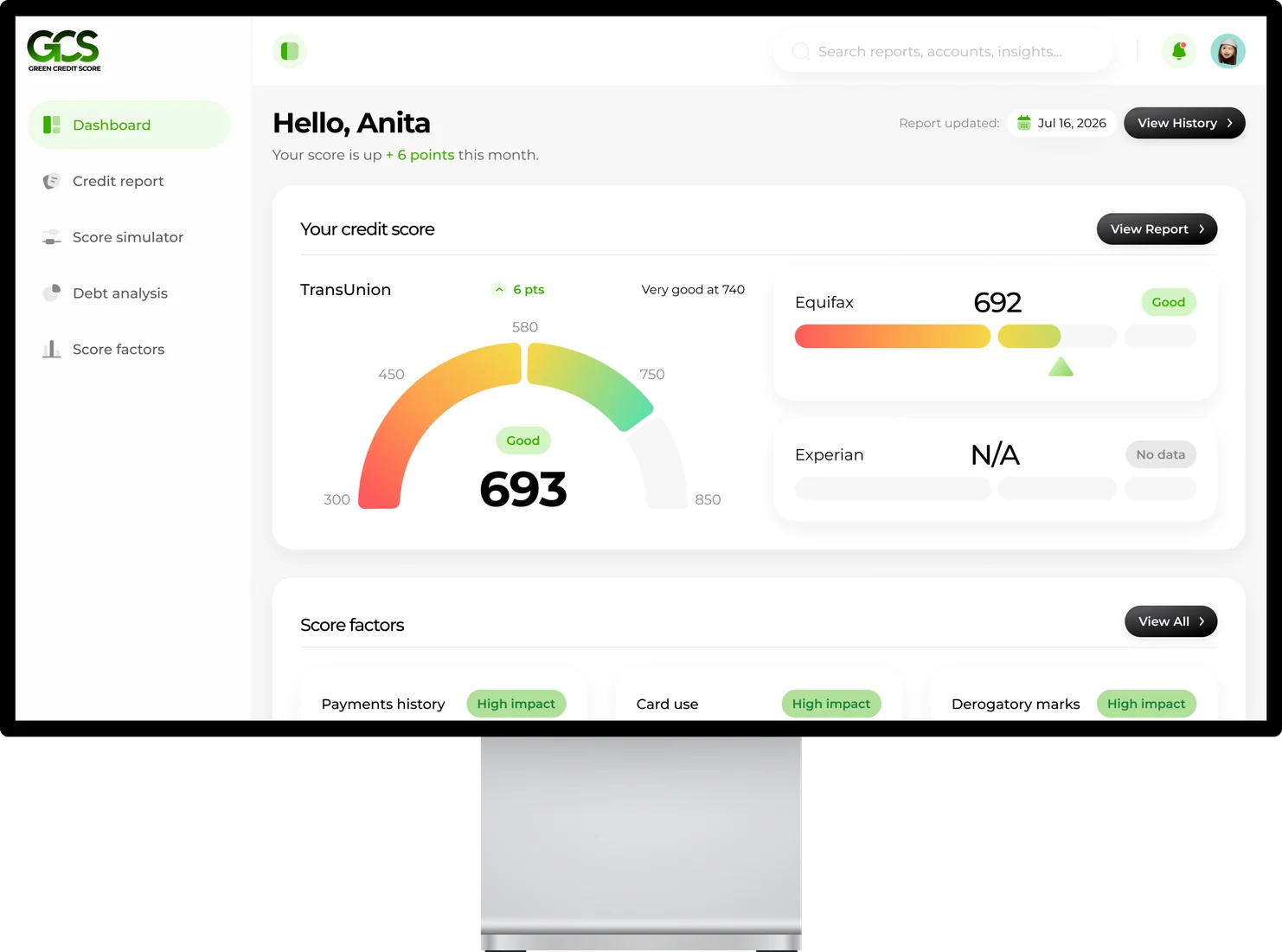 Green Credit Score screens