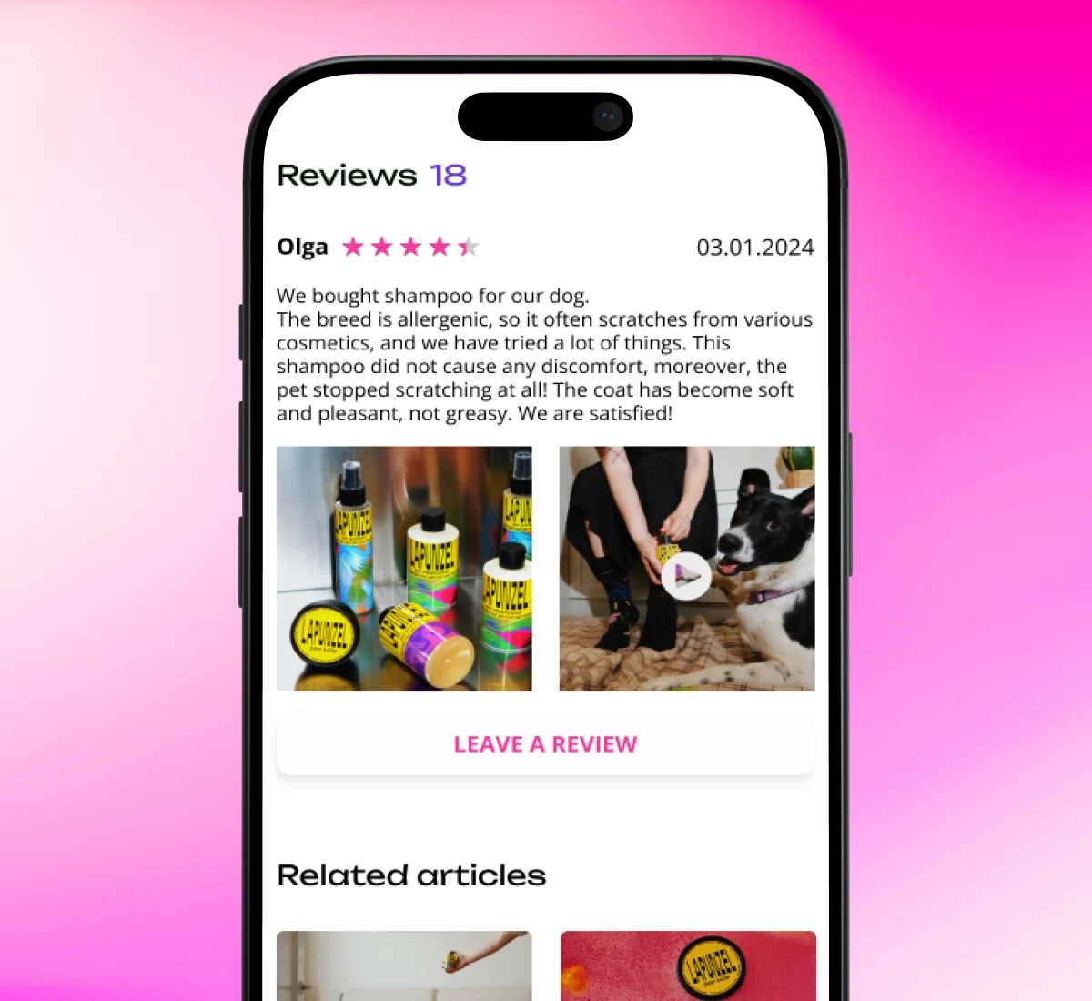 Reviews with photo and video